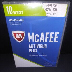 Mcaffee Antivirus Plus 2016 Intel Security 10 Device SEALED